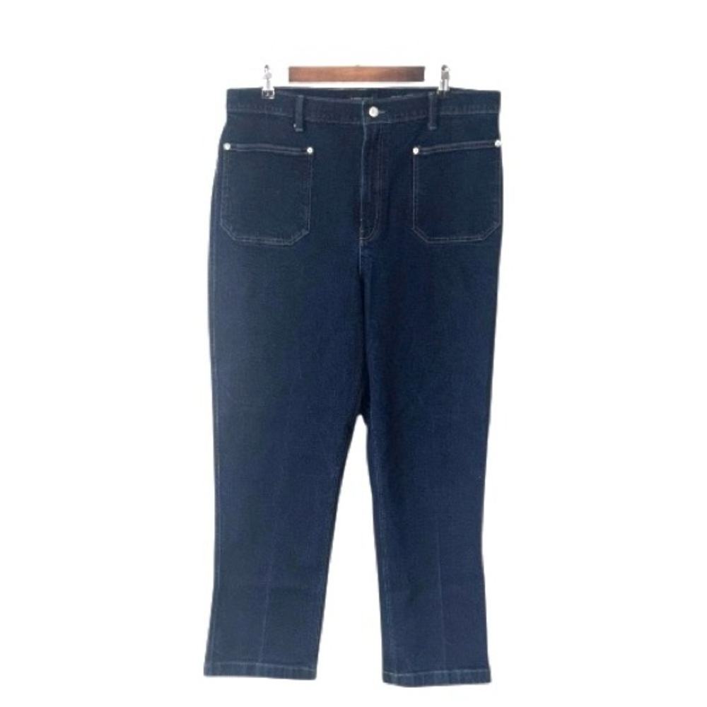 Banana Republic High-Rise Straight Trouser Jeans Dark Wash Sailor Wide Size 33